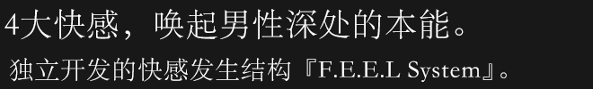 ４つの快感が男の本能を呼び覚ます。独自開発された快感発生構造『F.E.E.Lシステム』。